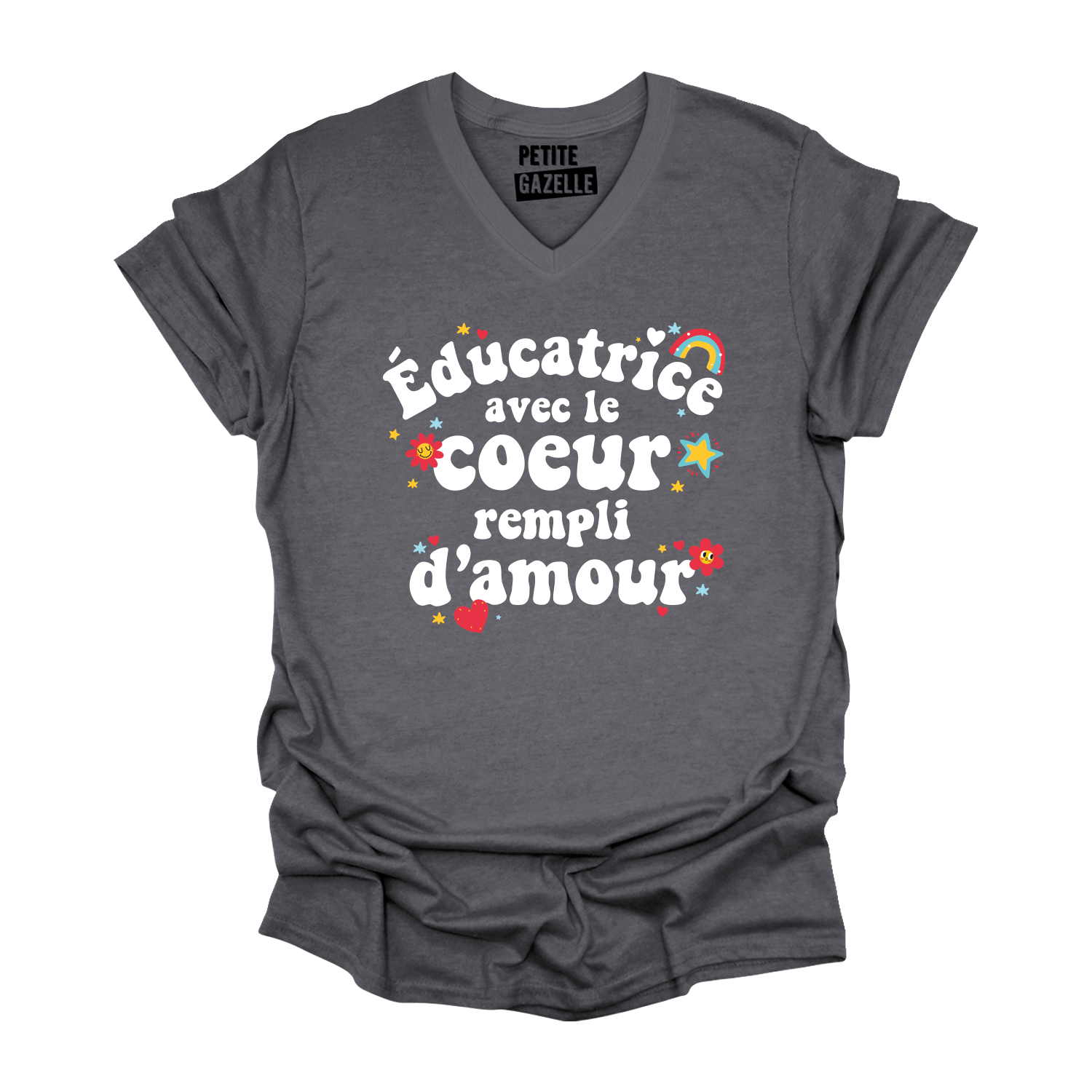 TSHIRT COL en V | Éducatrice avec le coeur rempli d'amour