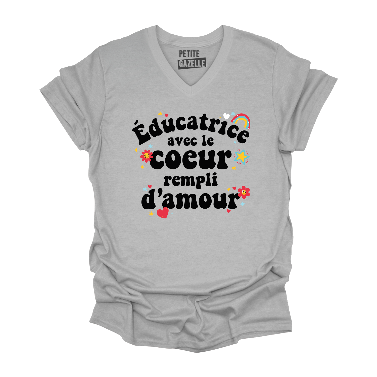 TSHIRT COL en V | Éducatrice avec le coeur rempli d'amour