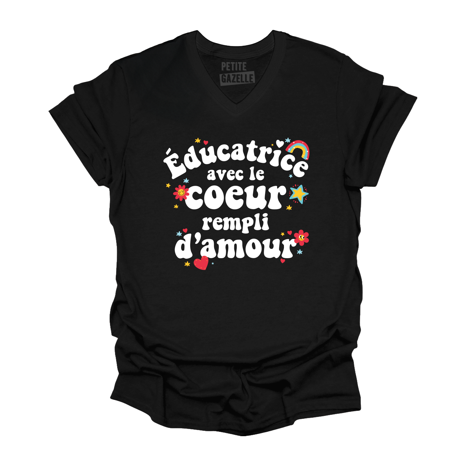TSHIRT COL en V | Éducatrice avec le coeur rempli d'amour