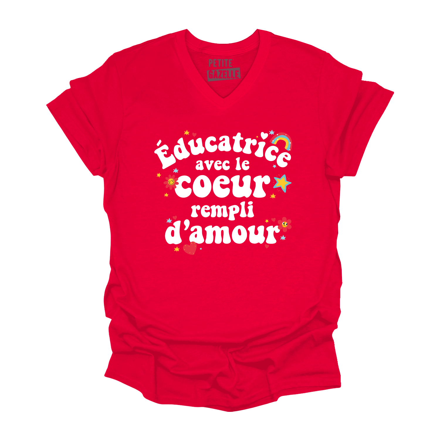 TSHIRT COL en V | Éducatrice avec le coeur rempli d'amour