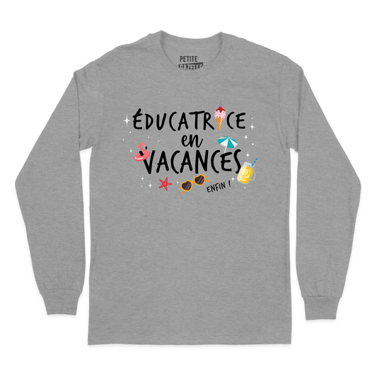 T - SHIRT À MANCHES LONGUES | Éducatrice en vacances, enfin ! - T-Shirt à manches longues - Petite Gazelle Atelier