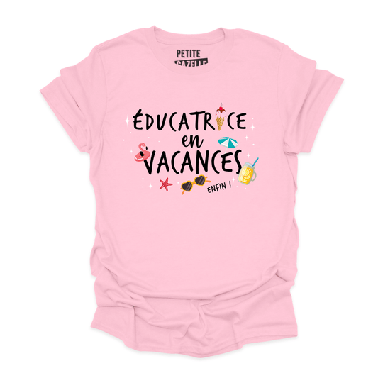 T - SHIRT COL ROND | Éducatrice en vacances, enfin ! - T-shirt Unisexe Col Rond - Petite Gazelle Atelier