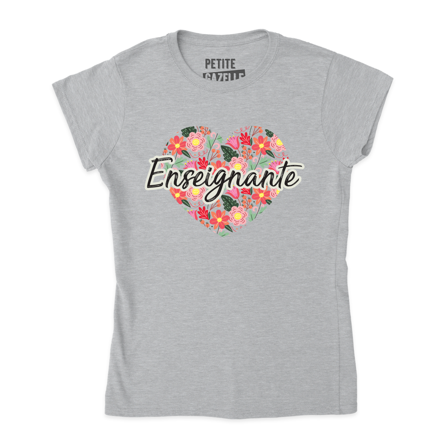 TSHIRT AJUSTÉ | Enseignante coeur & fleurs