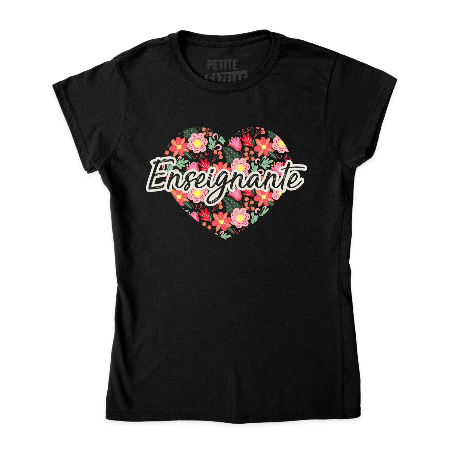 TSHIRT AJUSTÉ | Enseignante coeur & fleurs