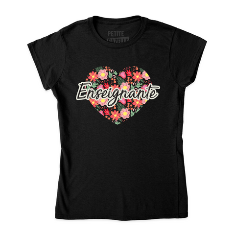 TSHIRT AJUSTÉ | Enseignante coeur & fleurs