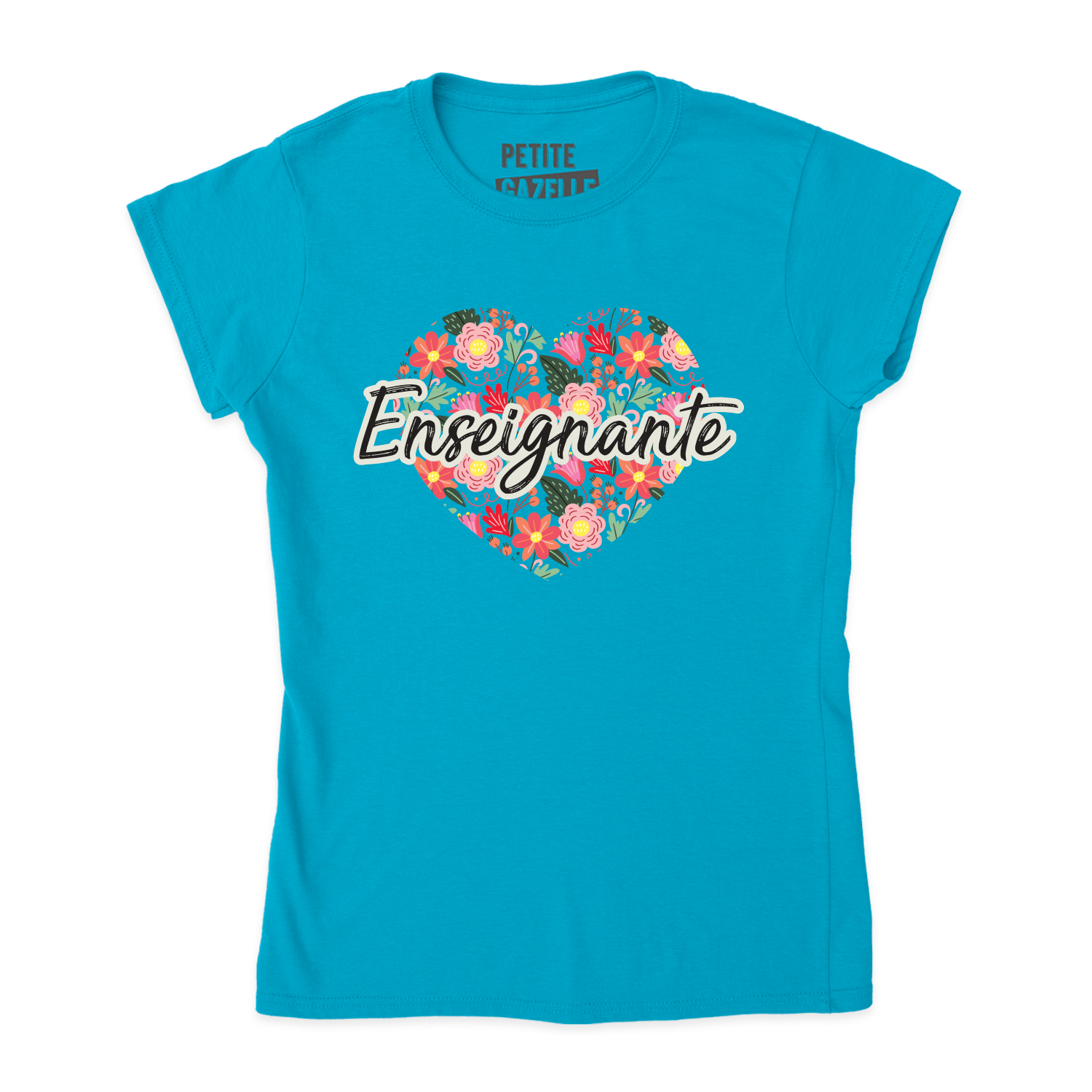 TSHIRT AJUSTÉ | Enseignante coeur & fleurs