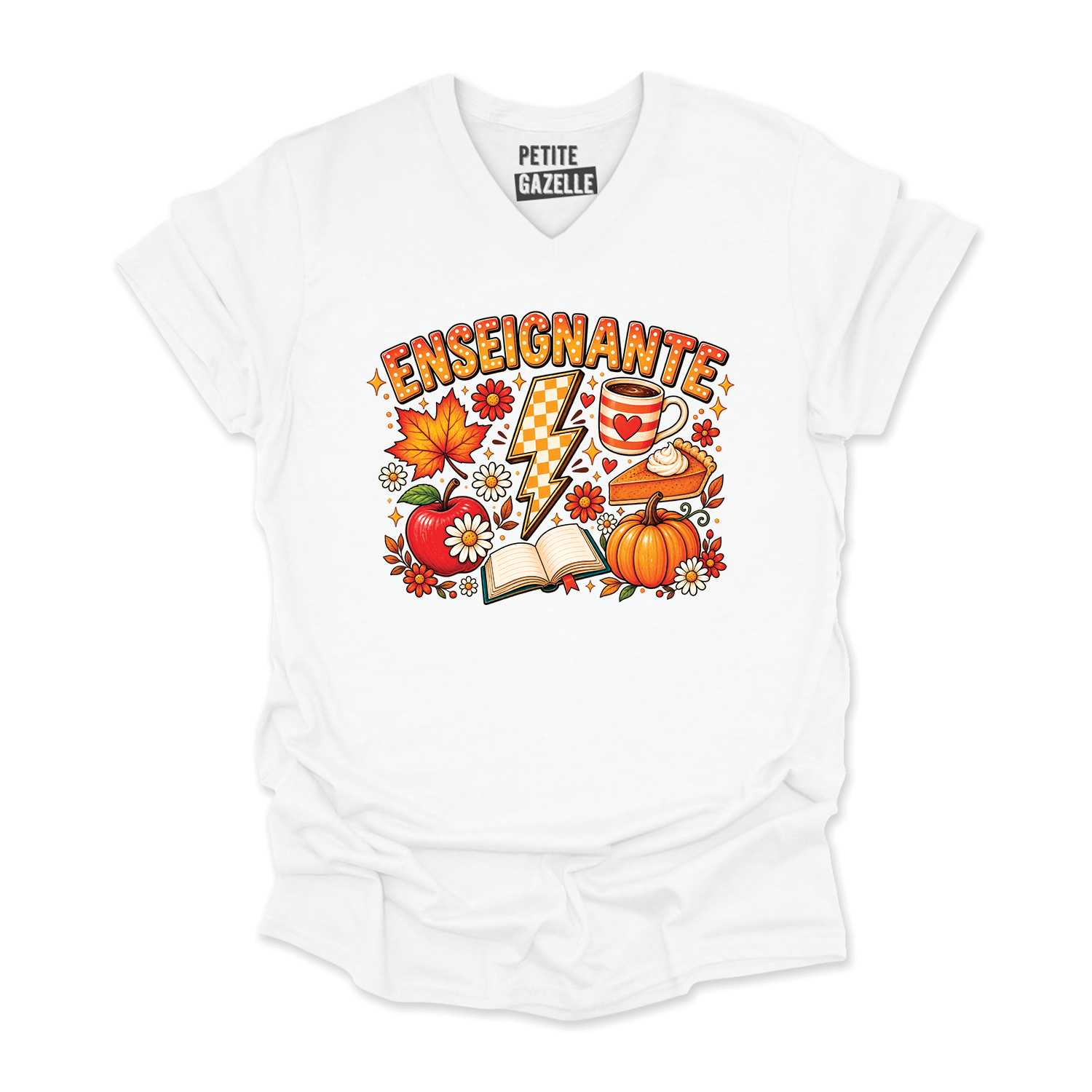 TSHIRT COL en V | Enseignante Automne
