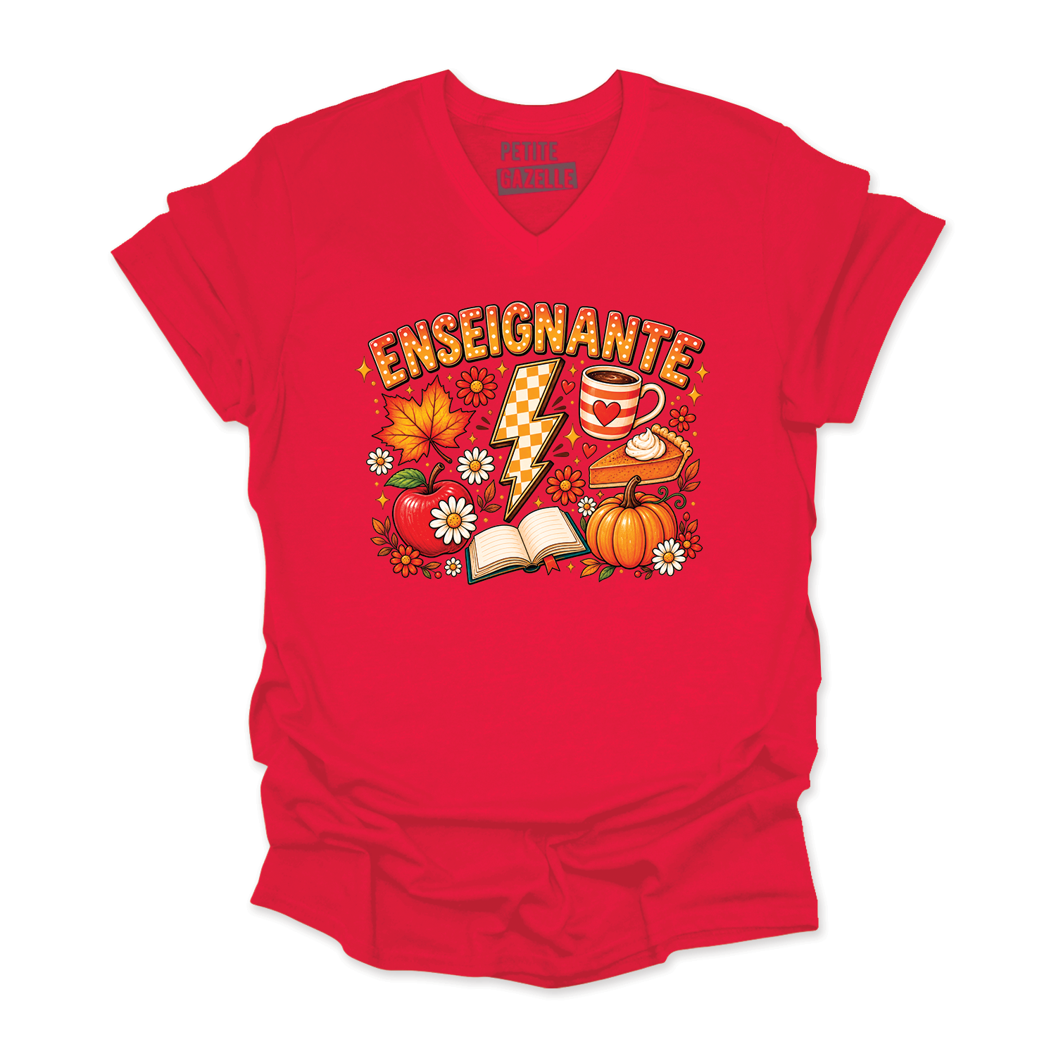TSHIRT COL en V | Enseignante Automne