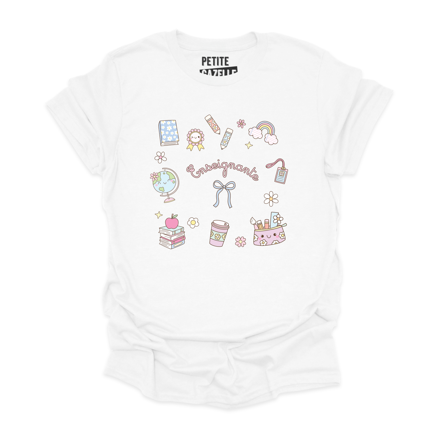 T-SHIRT COL ROND | Enseignante Pastel