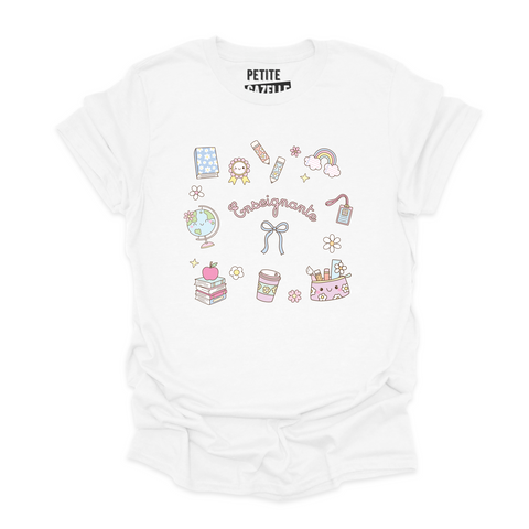 T-SHIRT COL ROND | Enseignante Pastel