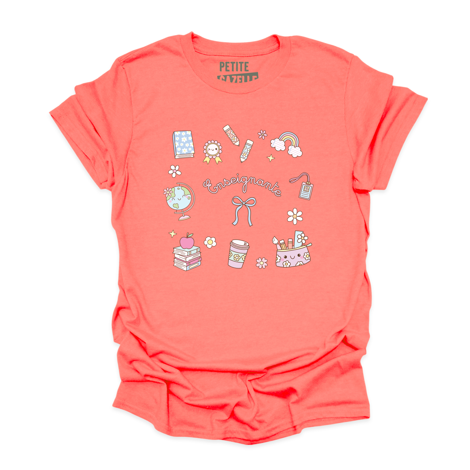 T-SHIRT COL ROND | Enseignante Pastel