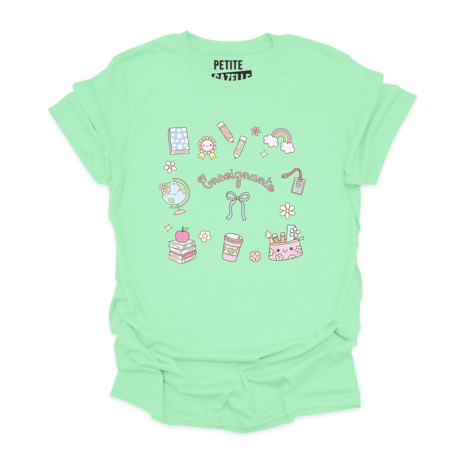 T-SHIRT COL ROND | Enseignante Pastel