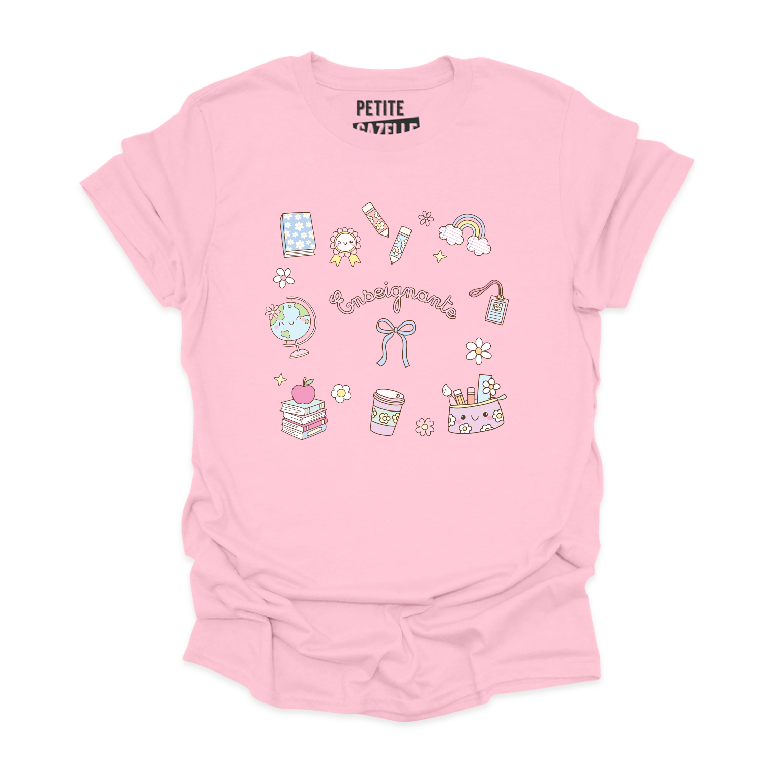 T-SHIRT COL ROND | Enseignante Pastel