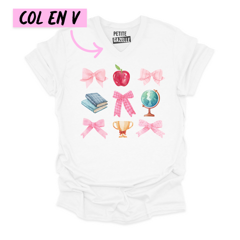 TSHIRT COL en V | Enseignante Rubans