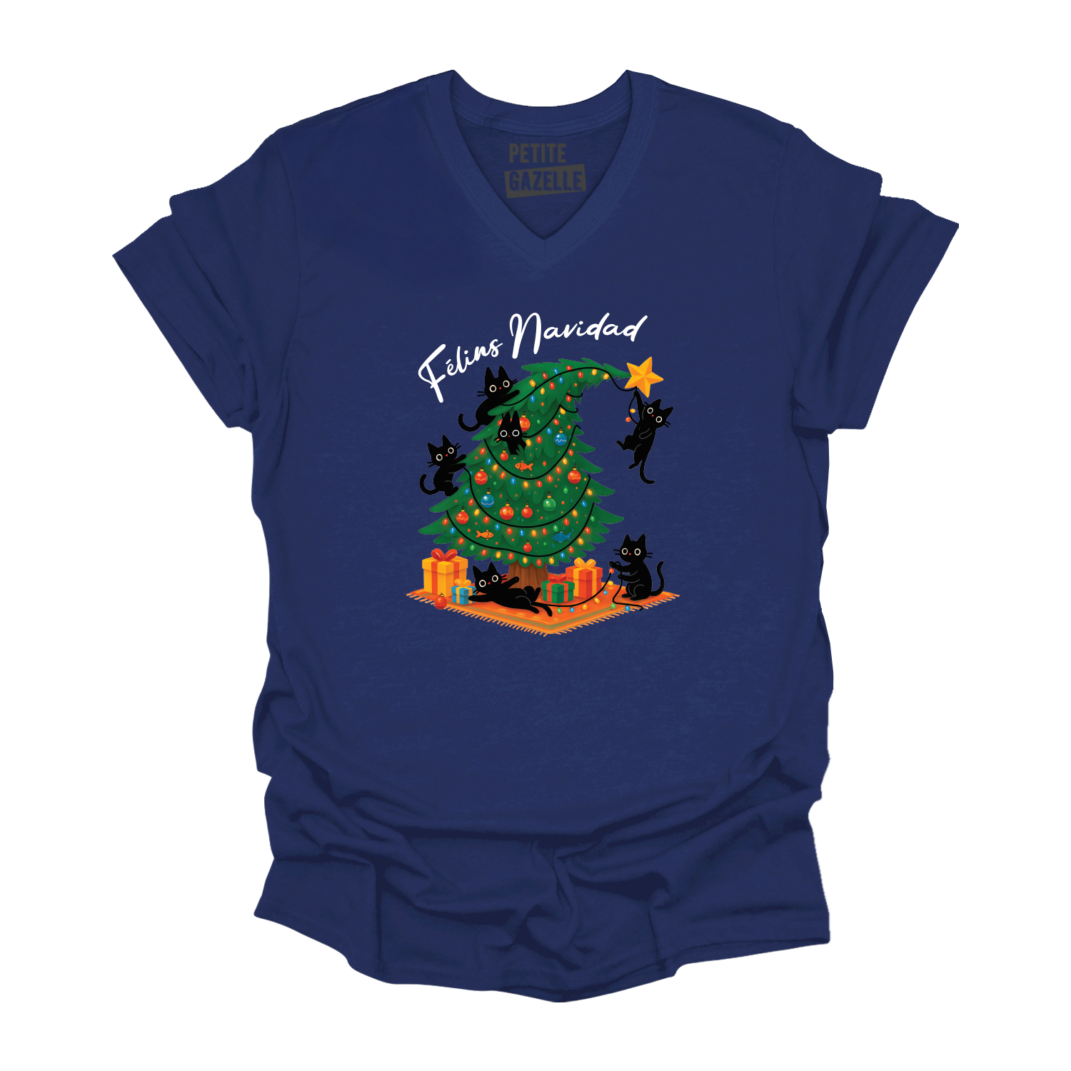 TSHIRT COL en V | Félins Navidad