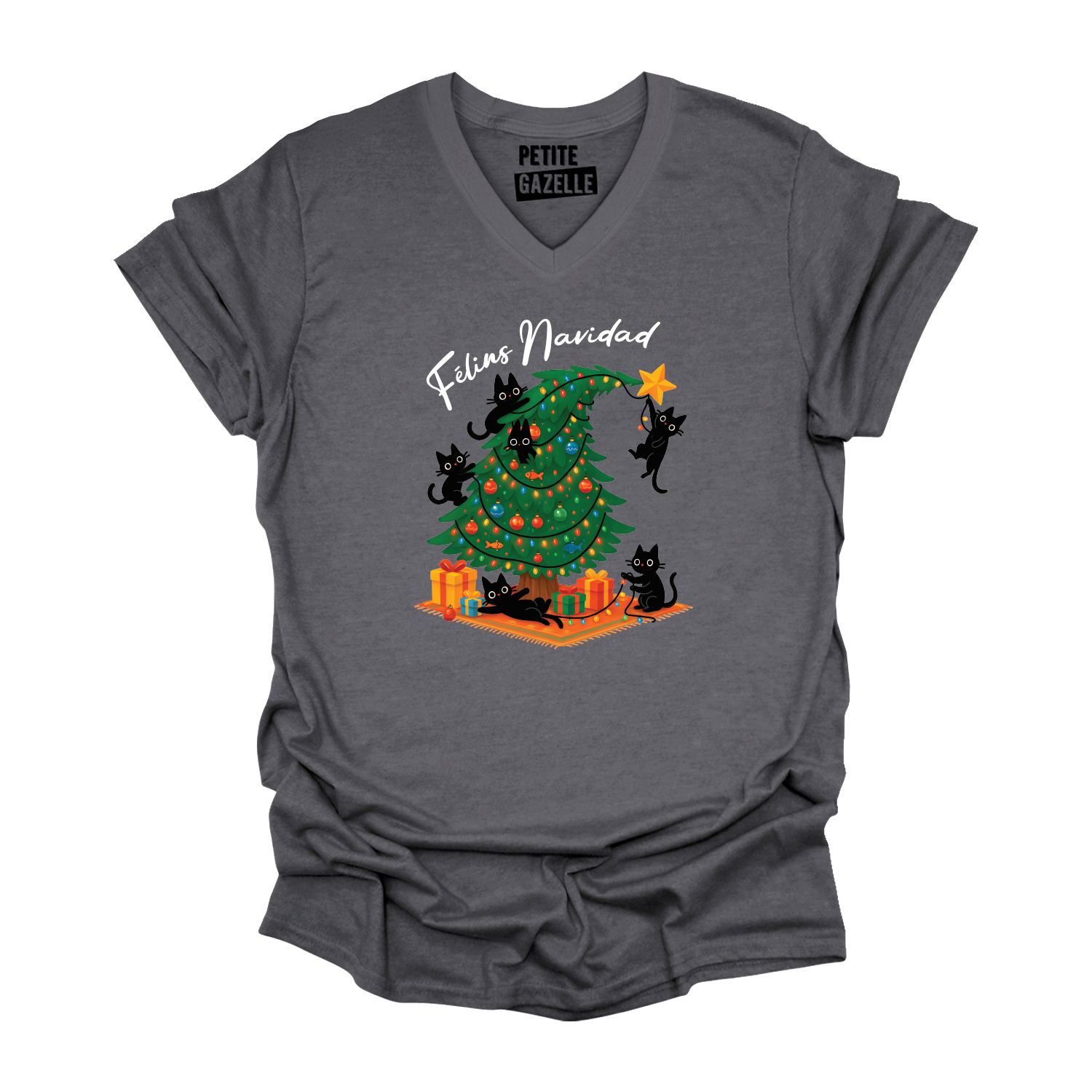 TSHIRT COL en V | Félins Navidad