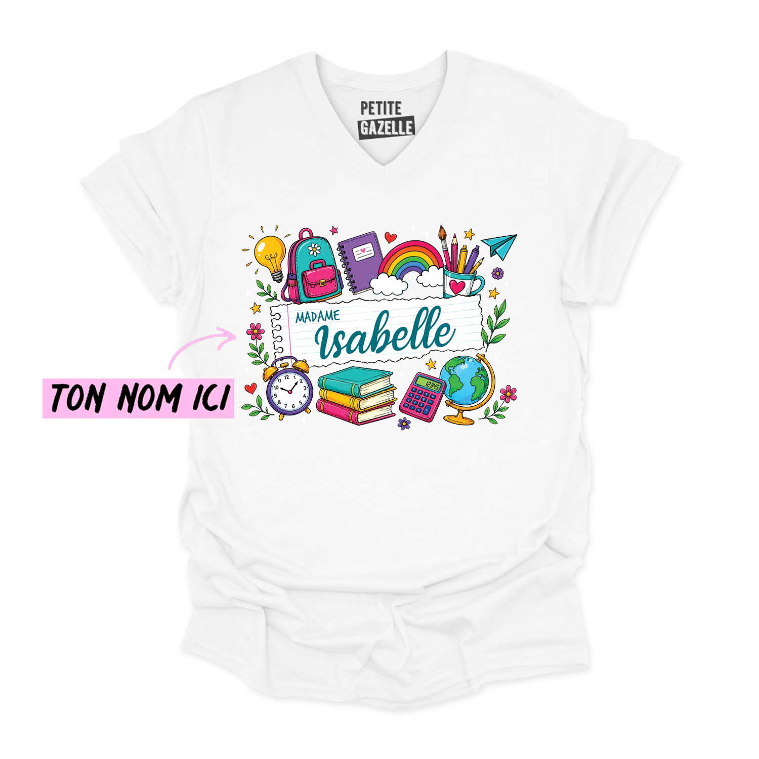 TSHIRT COL en V | Feuille Lignée
