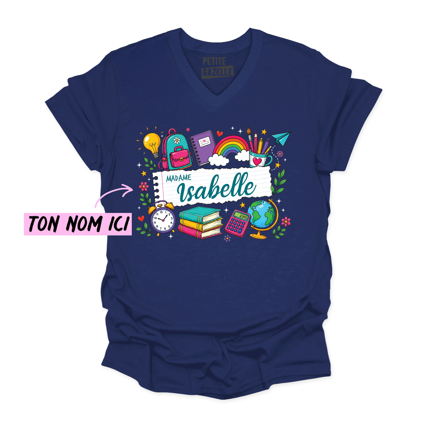 TSHIRT COL en V | Feuille Lignée