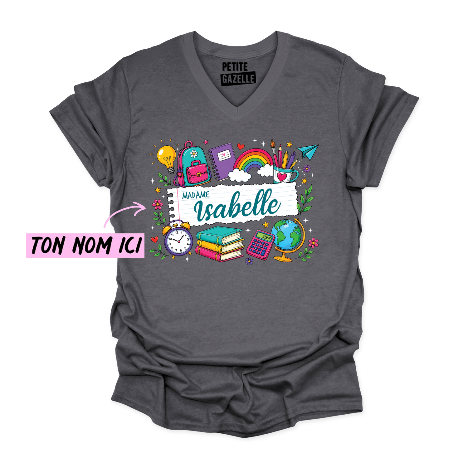 TSHIRT COL en V | Feuille Lignée