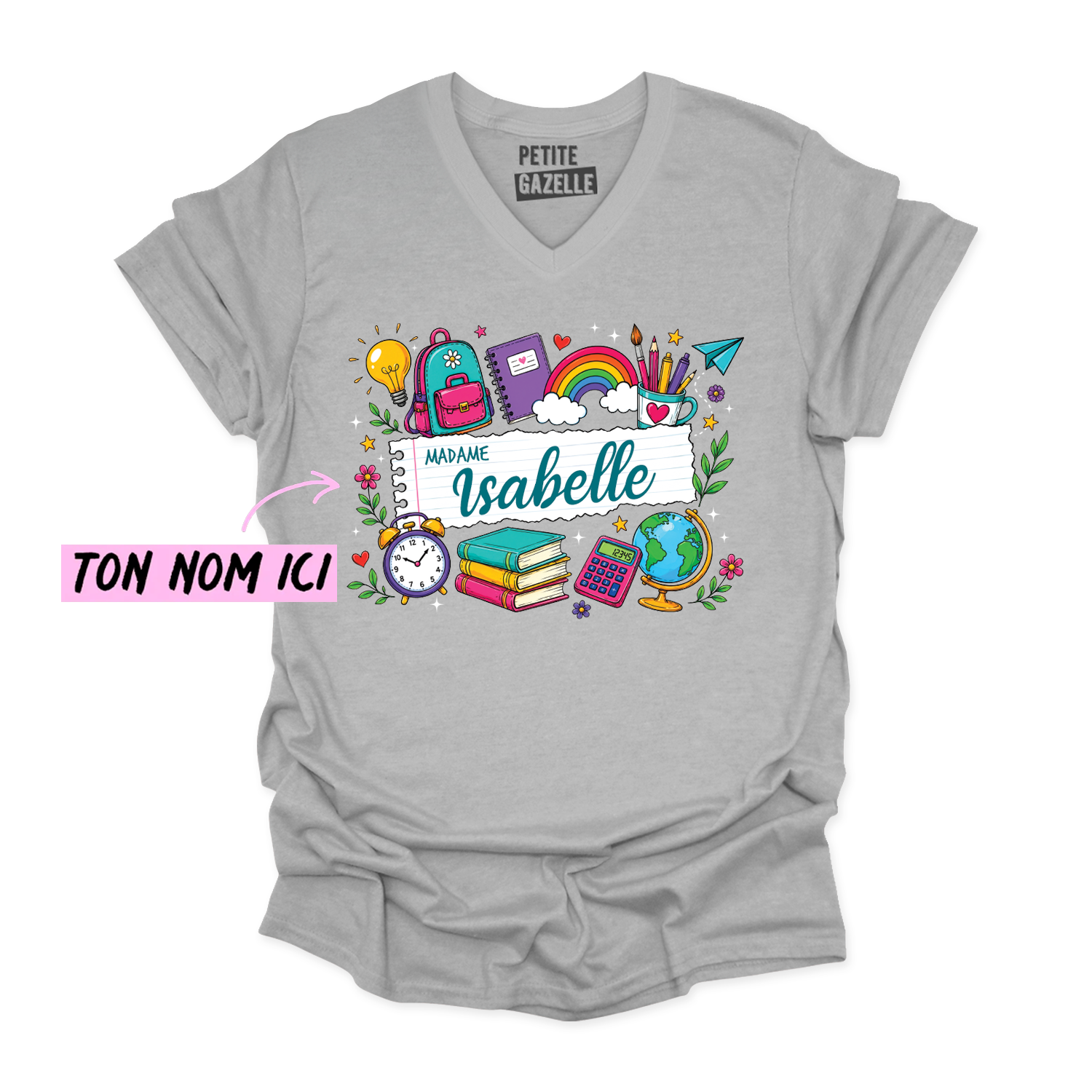 TSHIRT COL en V | Feuille Lignée