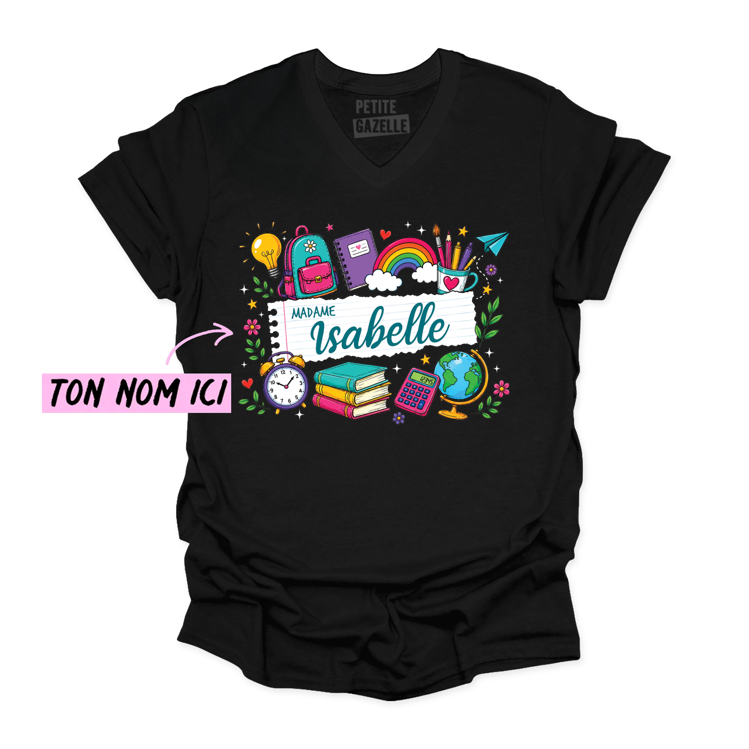 TSHIRT COL en V | Feuille Lignée