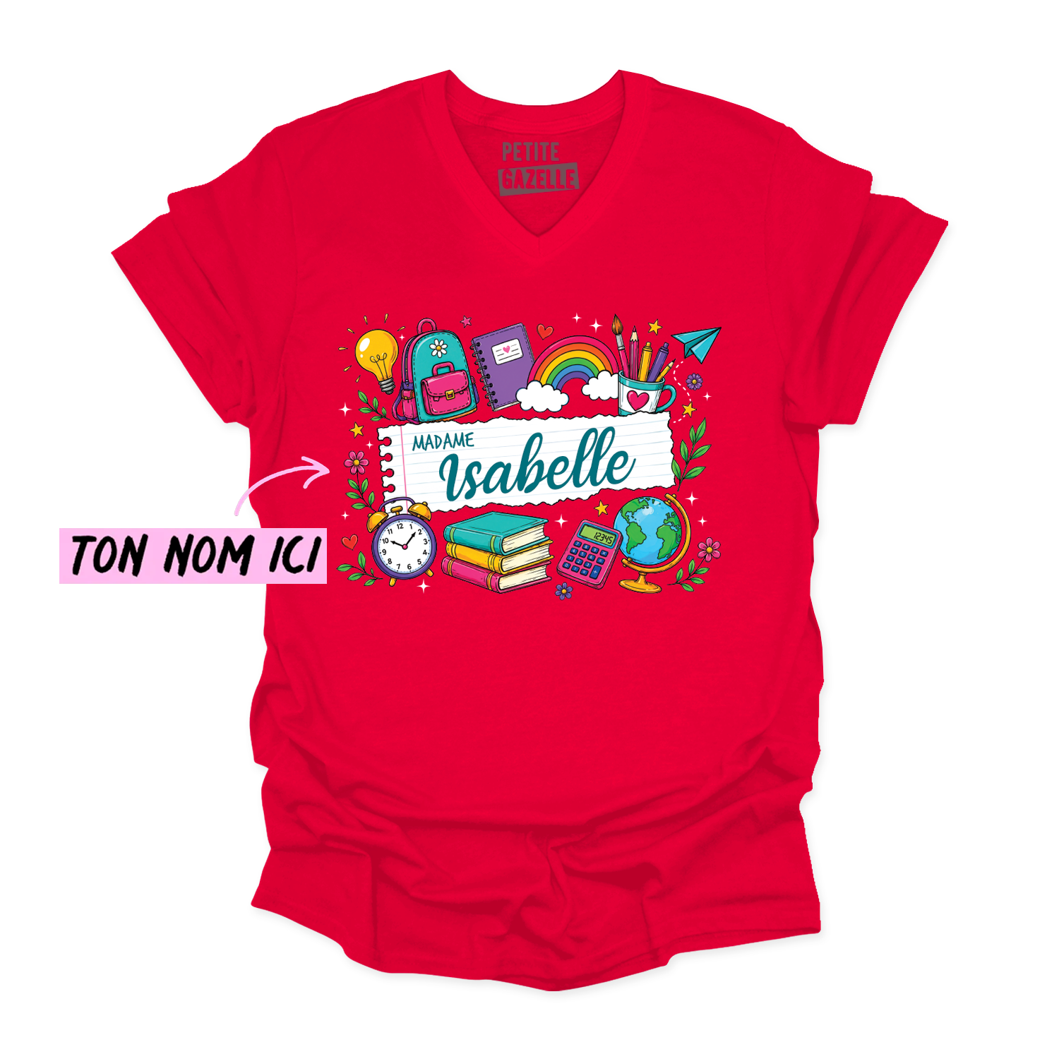 TSHIRT COL en V | Feuille Lignée