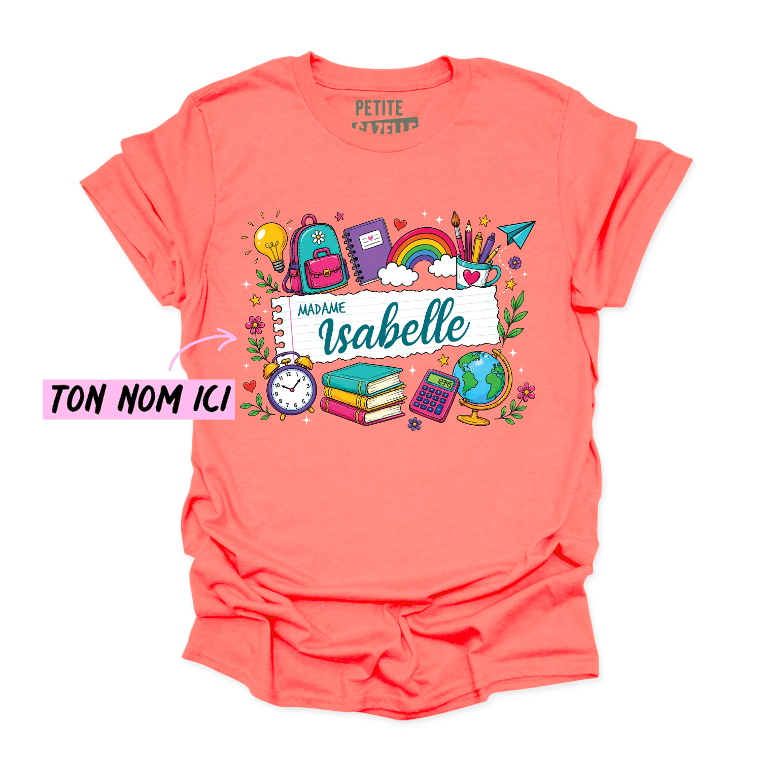 T-SHIRT COL ROND | Feuille Lignée