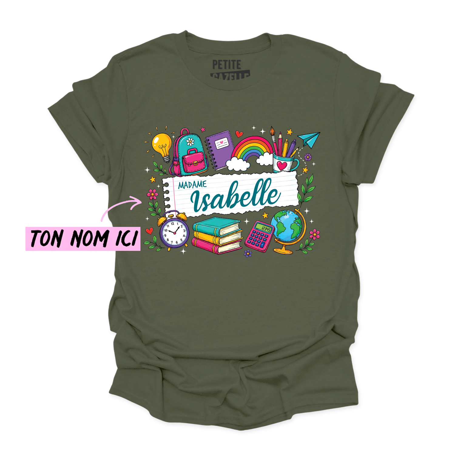 T-SHIRT COL ROND | Feuille Lignée
