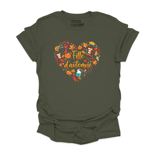 T - SHIRT COL ROND | Fille d'automne - T-shirt Unisexe Col Rond - Petite Gazelle Atelier