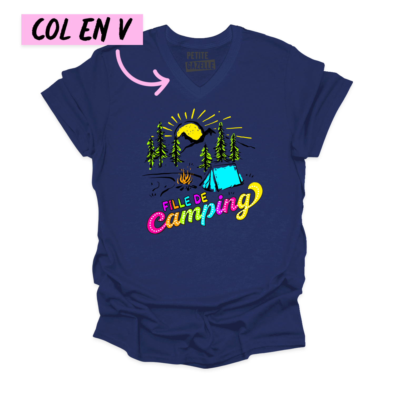 TSHIRT COL en V | Fille de camping