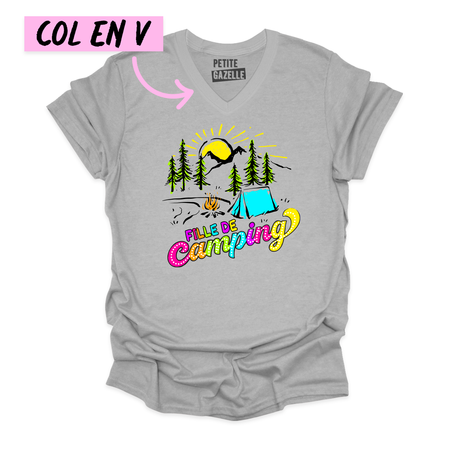 TSHIRT COL en V | Fille de camping