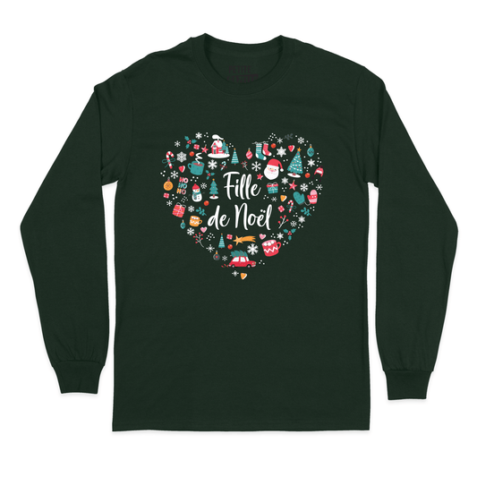 T - SHIRT À MANCHES LONGUES | Fille de Noël (Coeur) - T-Shirt à manches longues - Petite Gazelle Atelier
