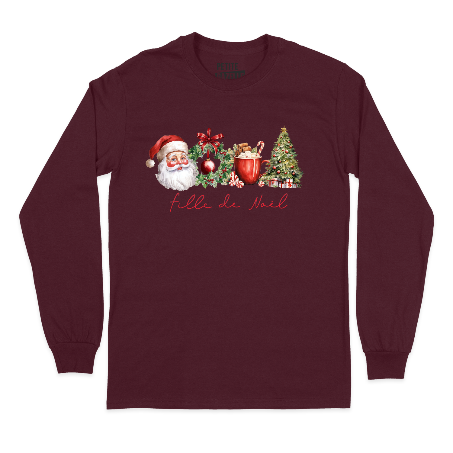 T-SHIRT À MANCHES LONGUES | Fille de Noël (Couronne)