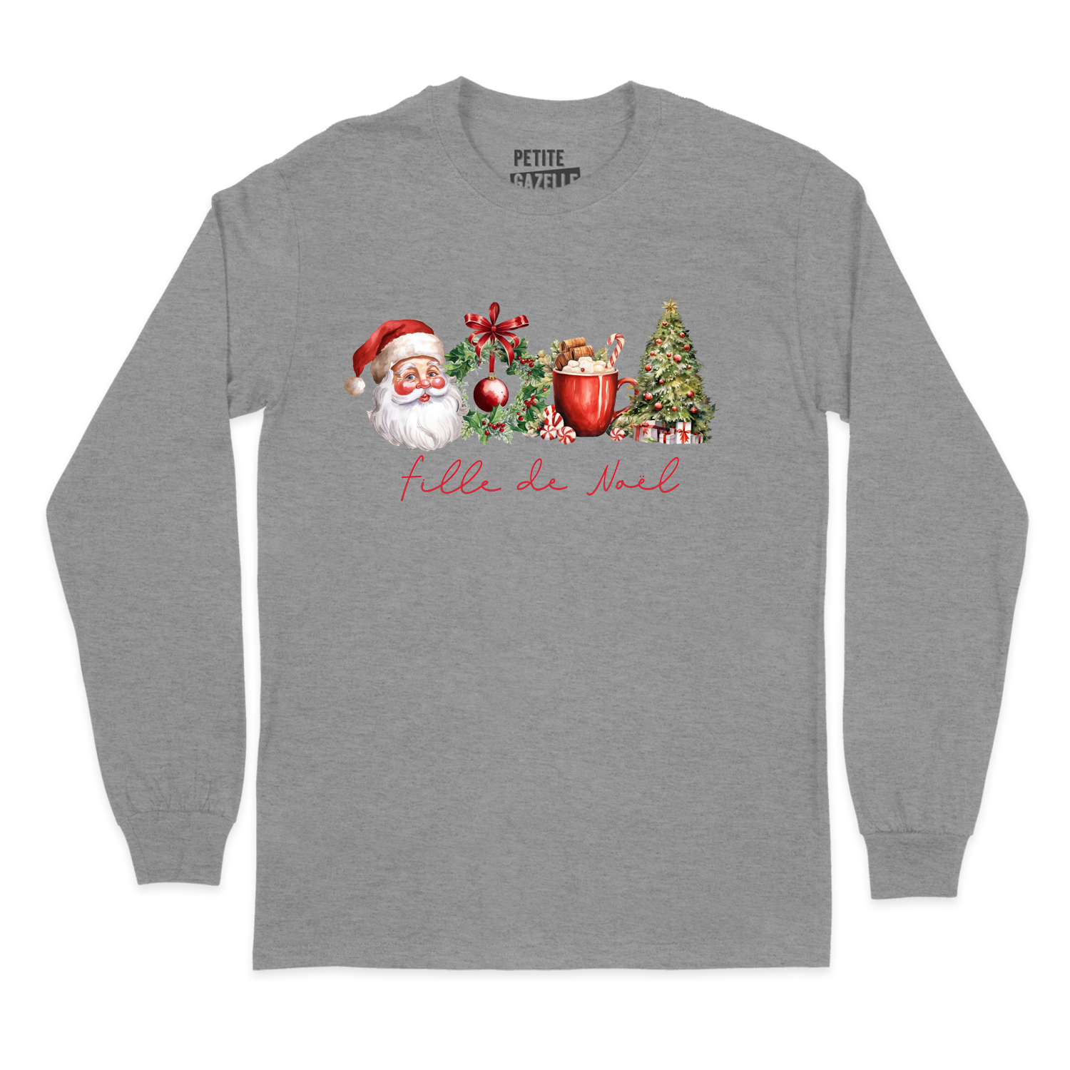 T-SHIRT À MANCHES LONGUES | Fille de Noël (Couronne)