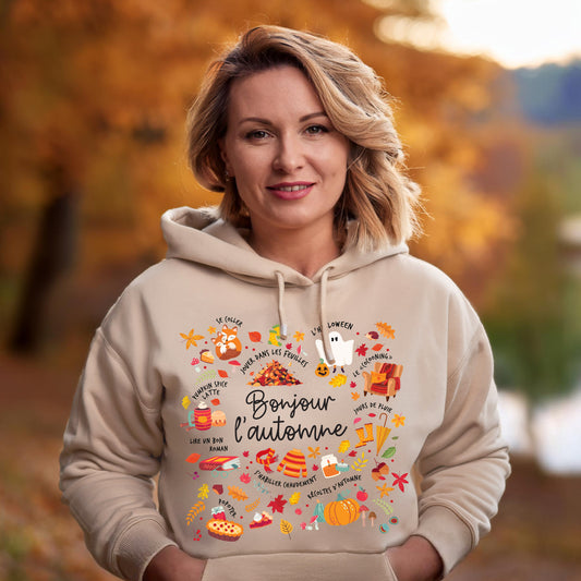 HOODIE | Bonjour l'automne - Coton Ouaté à Capuchon - Petite Gazelle Atelier