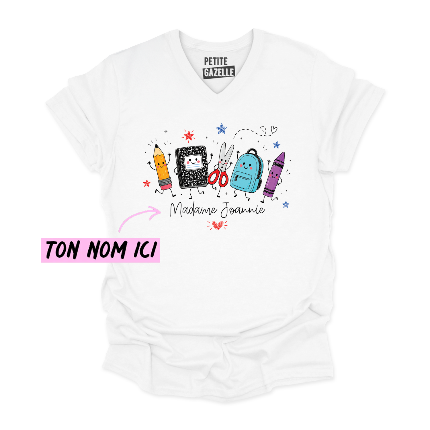 TSHIRT COL en V | Madame Fournitures Scolaires
