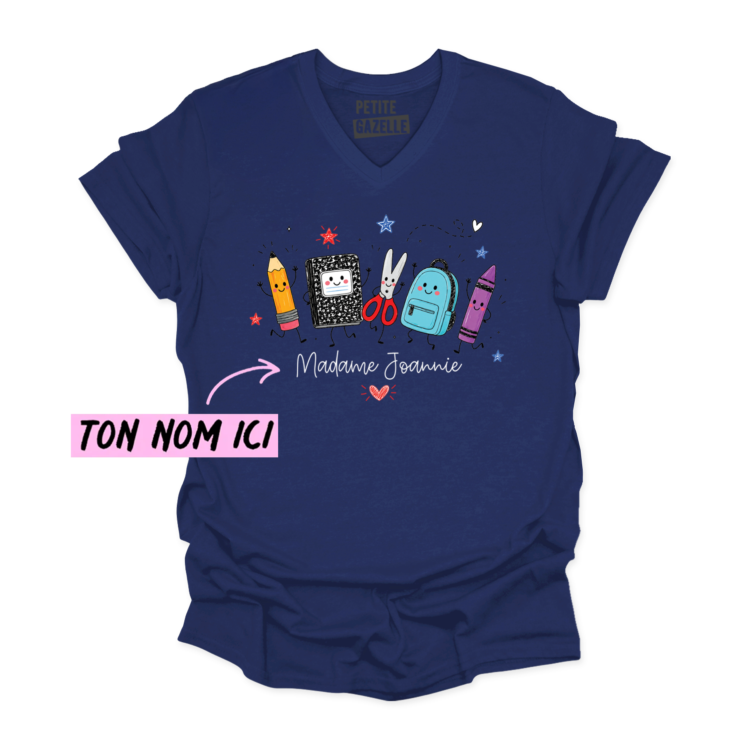 TSHIRT COL en V | Madame Fournitures Scolaires