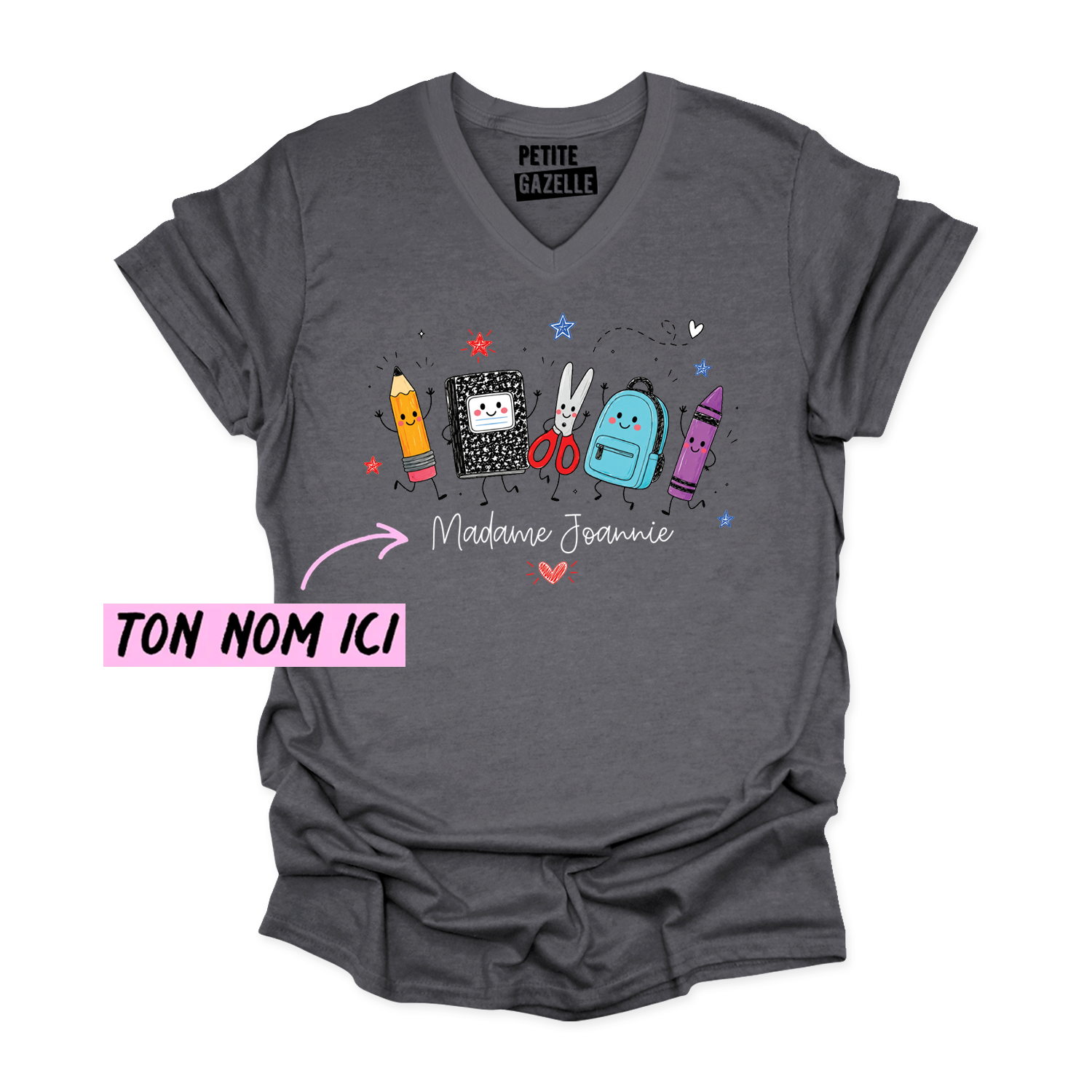 TSHIRT COL en V | Madame Fournitures Scolaires