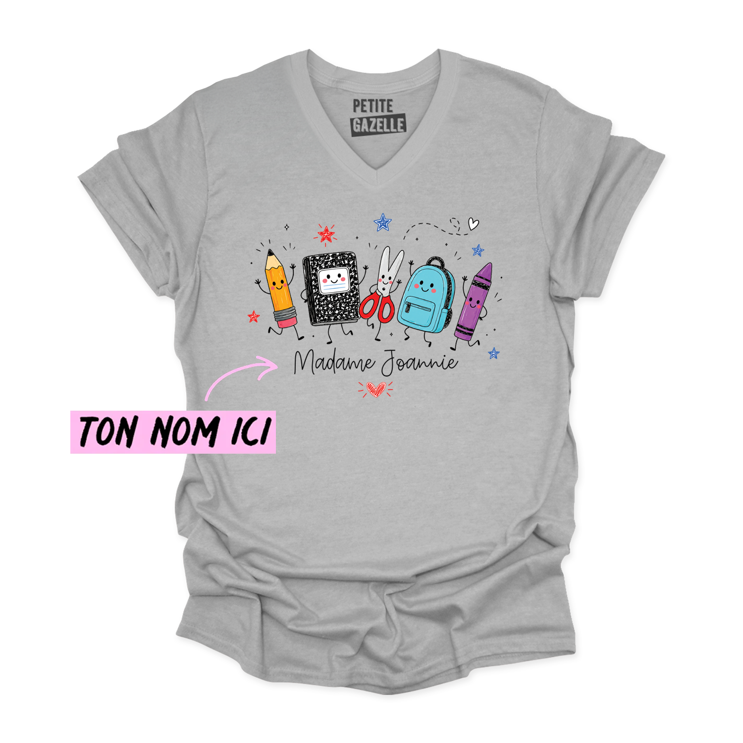 TSHIRT COL en V | Madame Fournitures Scolaires