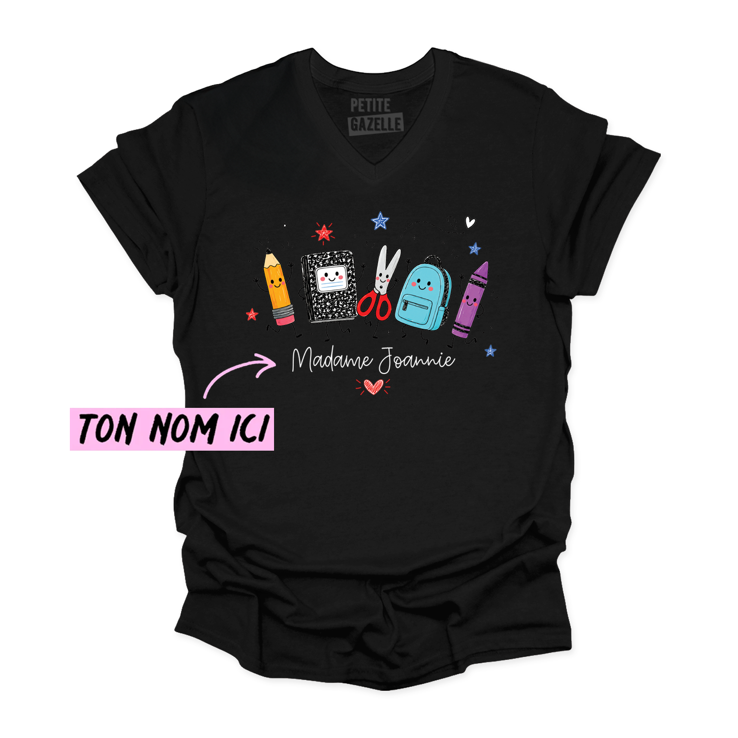 TSHIRT COL en V | Madame Fournitures Scolaires