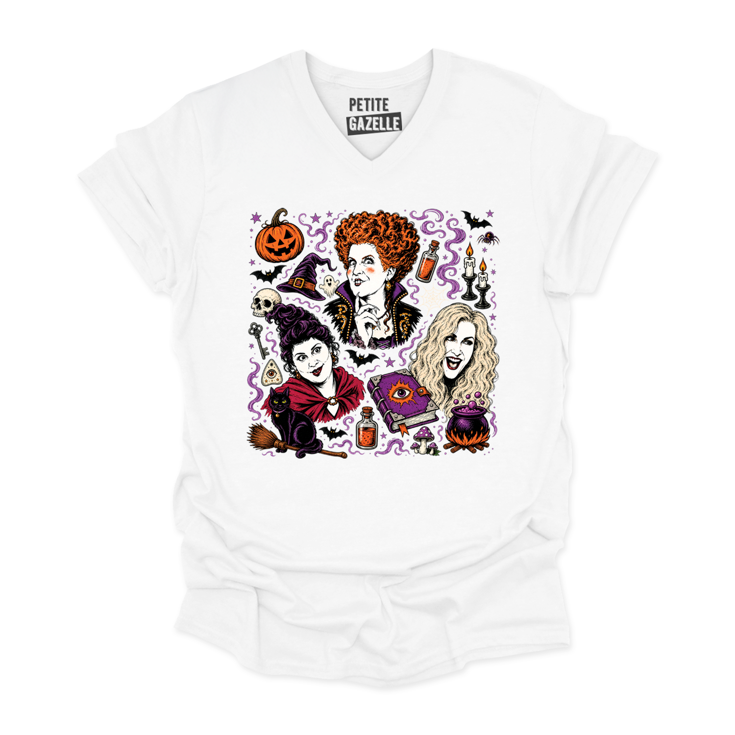 TSHIRT COL en V | Hocus Pocus Magie Noire