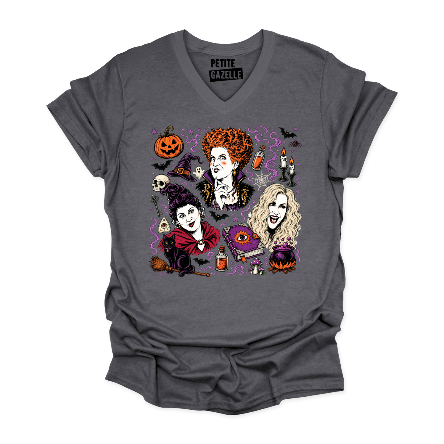 TSHIRT COL en V | Hocus Pocus Magie Noire