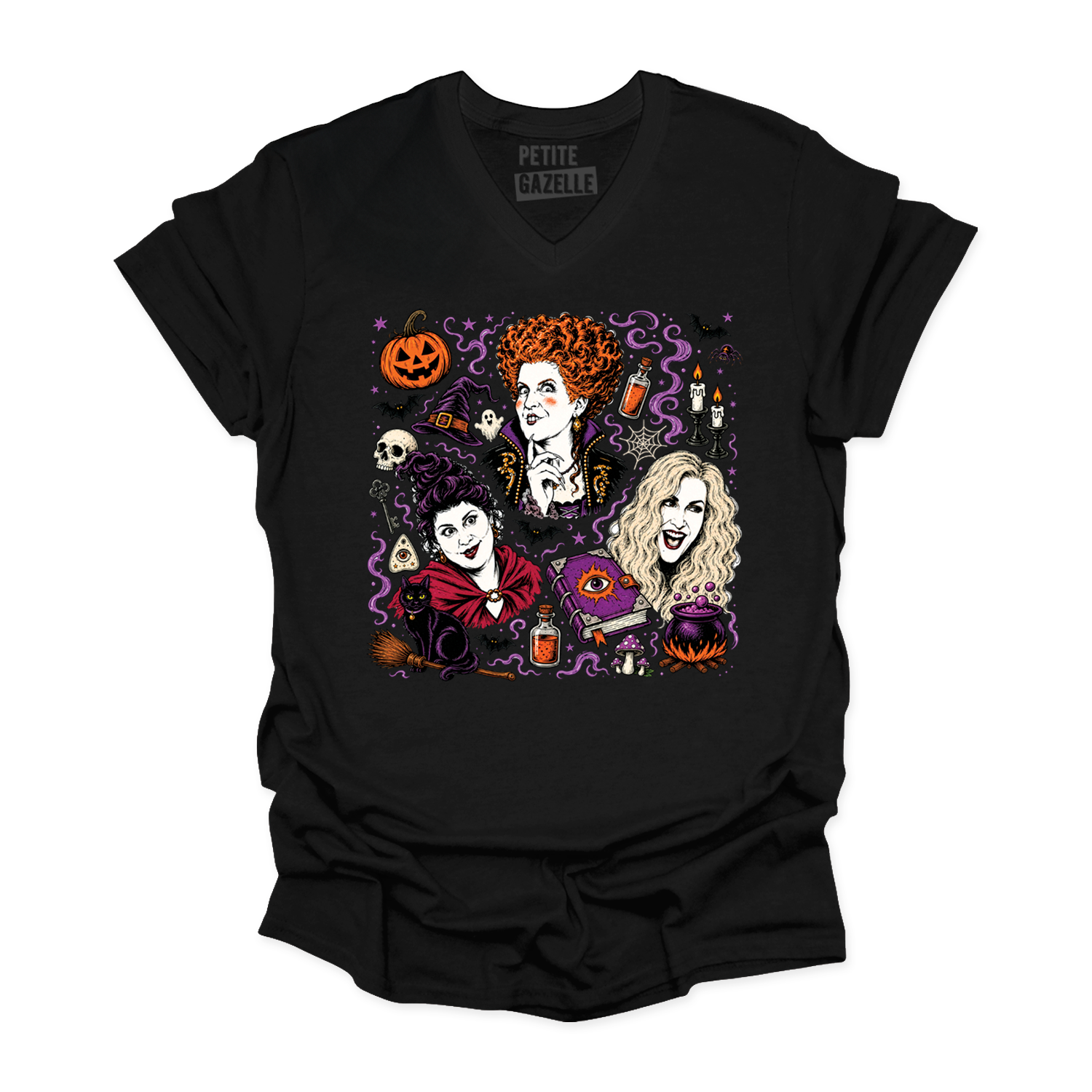 TSHIRT COL en V | Hocus Pocus Magie Noire
