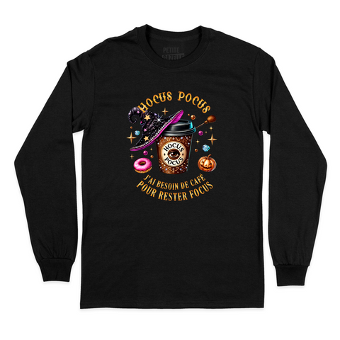 T-SHIRT À MANCHES LONGUES | Hocus Pocus j'ai besoin de café