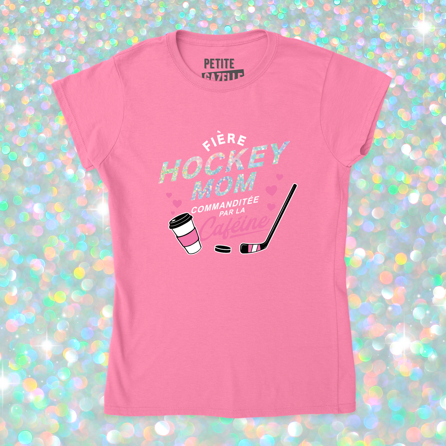 TSHIRT AJUSTÉ | Hockey mom (Holographique)