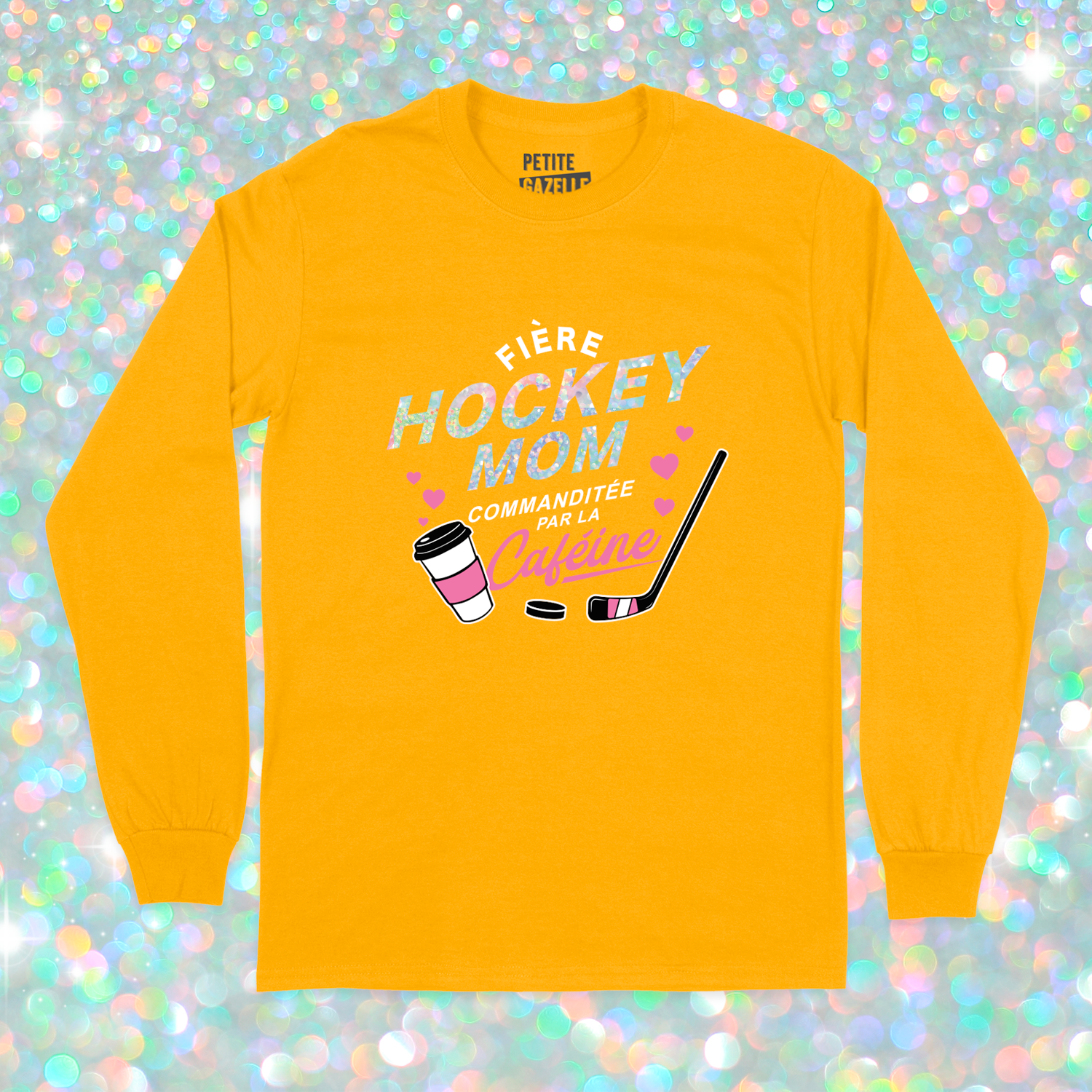 T-SHIRT À MANCHES LONGUES | Hockey mom (Holographique)