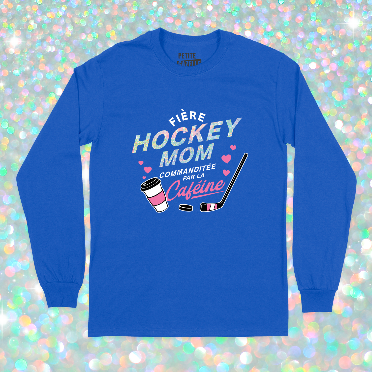 T-SHIRT À MANCHES LONGUES | Hockey mom (Holographique)