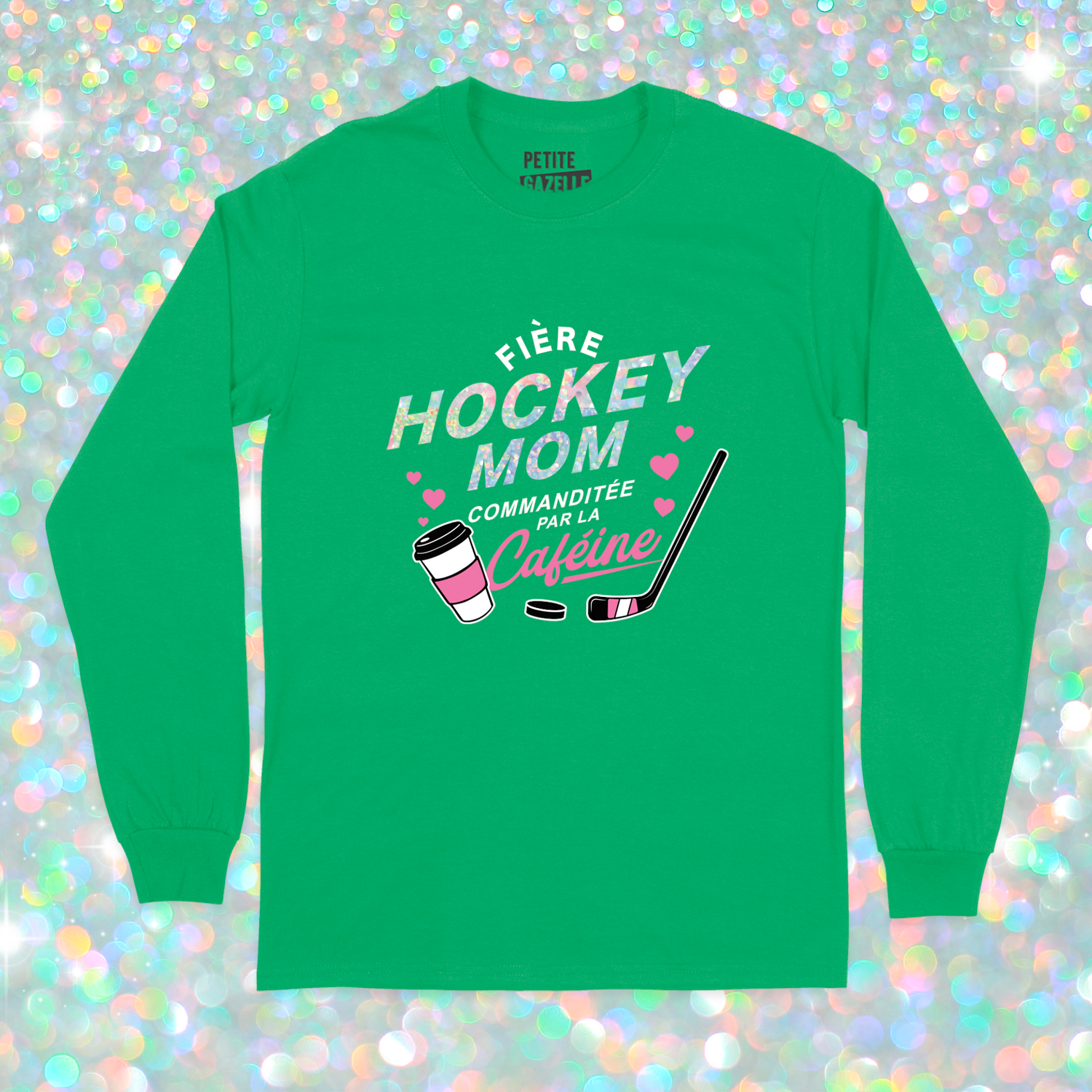 T-SHIRT À MANCHES LONGUES | Hockey mom (Holographique)