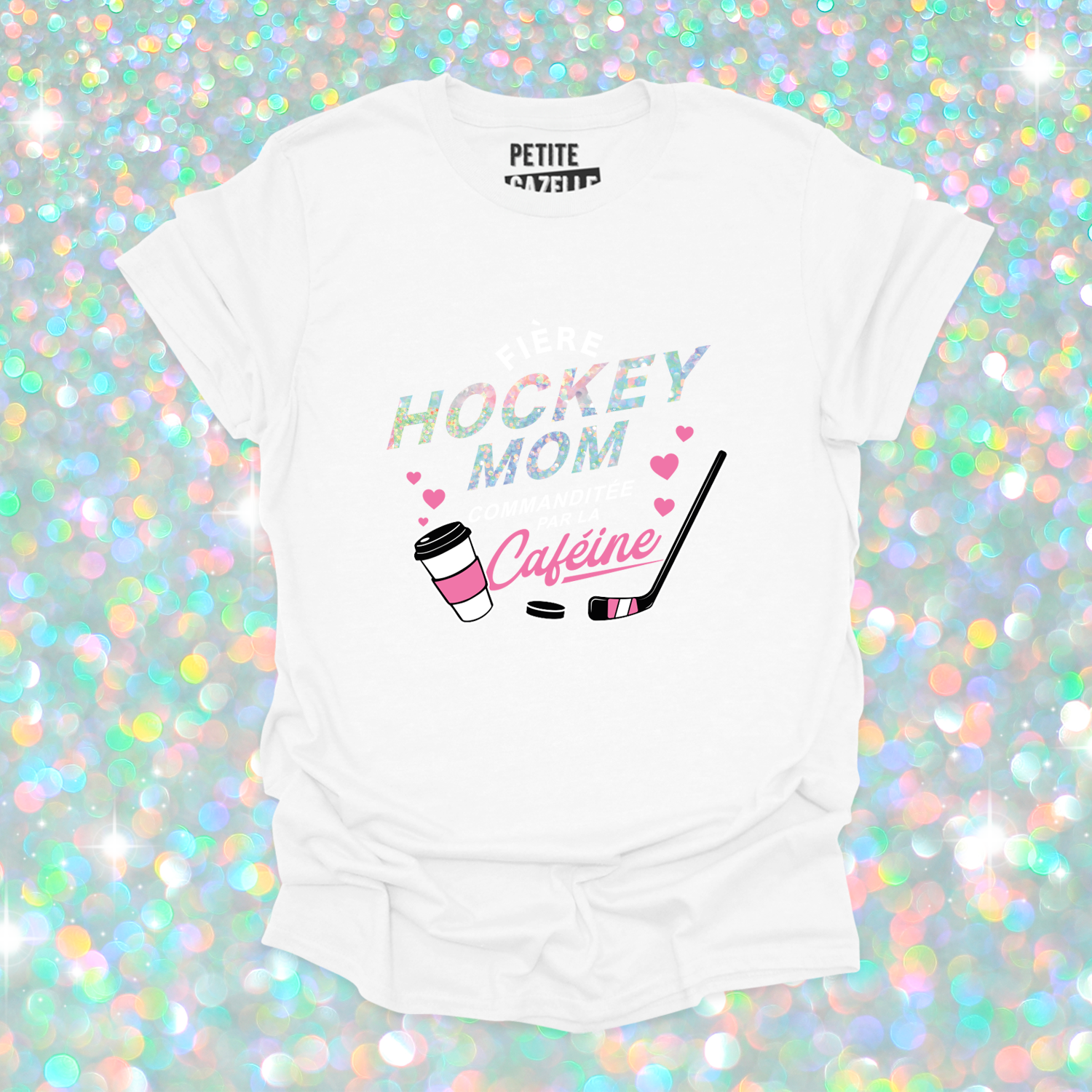 T-SHIRT COL ROND | Hockey mom (Holographique)