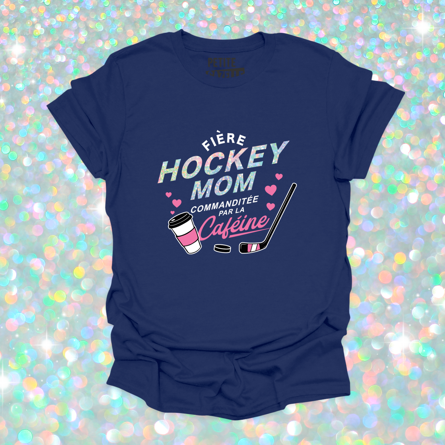 T-SHIRT COL ROND | Hockey mom (Holographique)